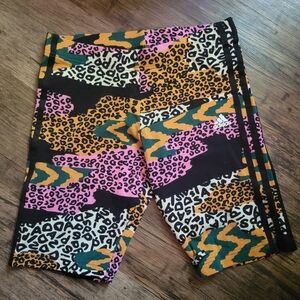Adidas Farm Rio Multicolor ANIMAL PRINT Graphic BIKE Shorts. WOMENS MED -  GUC